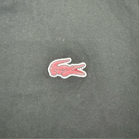 Lacoste Mens Cavier Croc V Neck Tee Shirt Black - Picture 5 of 7